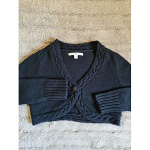 Tommy Hilfiger Cable Knit Cropped Cardigan Size L Black